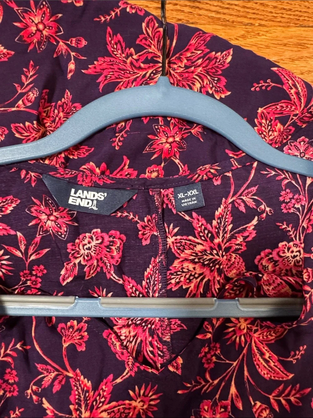 Lands' End Purple Floral Cinch Waist Kaftan Swim Cover Up Dress size XL-XXL